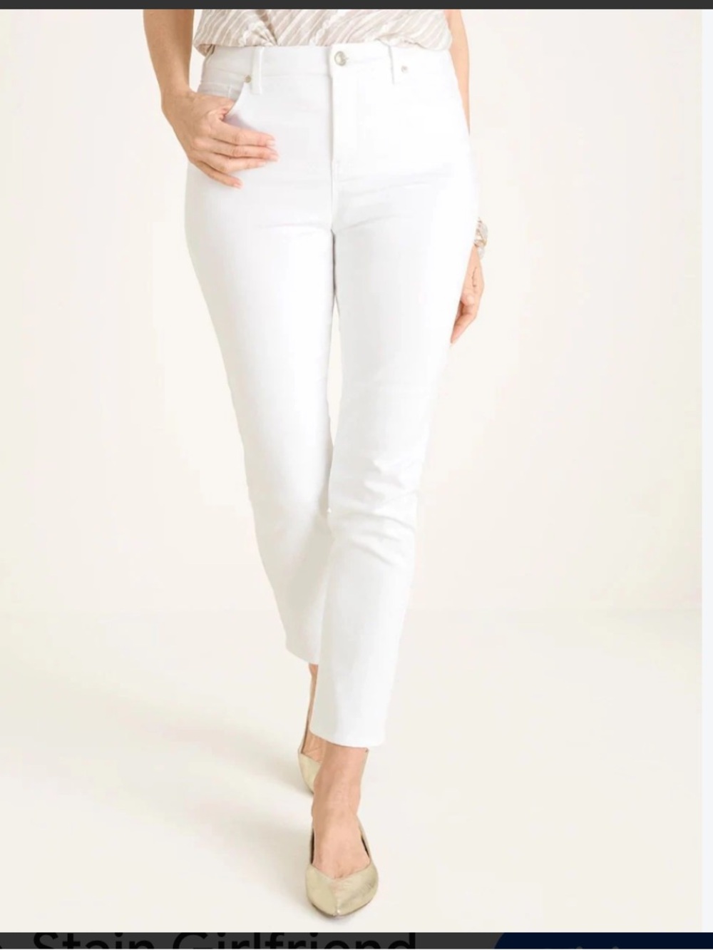 CHICOS So Slimming White Girlfriend Straight Leg Ankle Jeans 8 NWOT